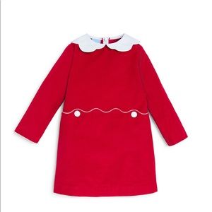 Bella Bliss girls red corduroy Madeline dress with Peter Pan collar. Work once.